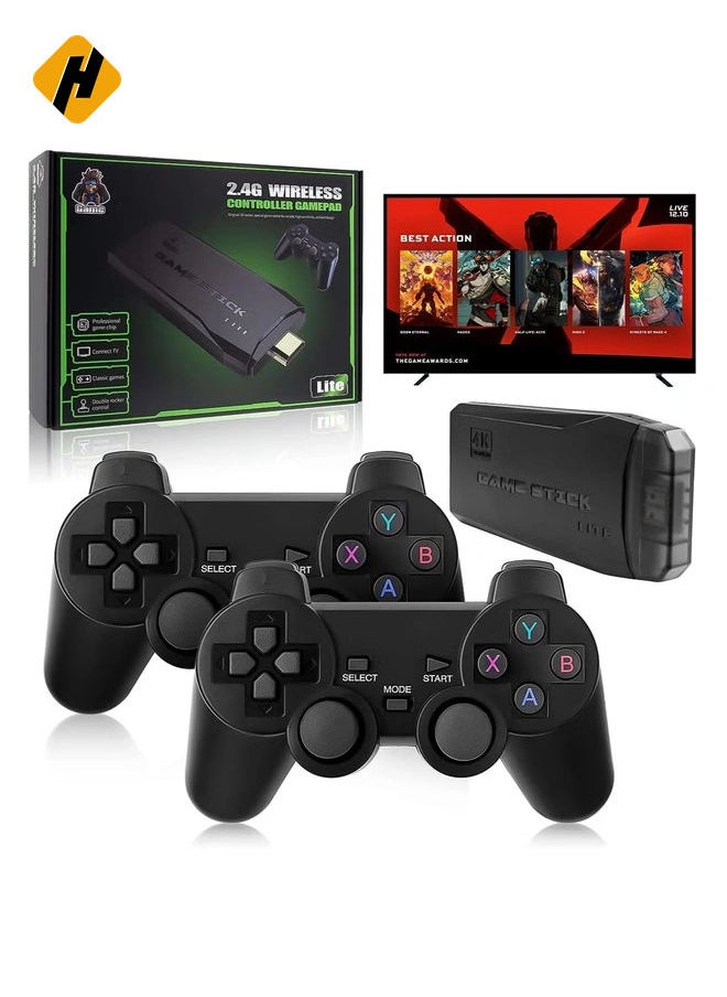 Integrated retro 4K game console with dual 2.4G wireless controllers, plug-and-play video game stick, built-in 3,500 games, 9 classic emulators, high-definition HDMI output for TV