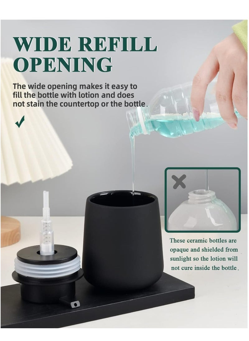 Ceramic Dish Soap Dispenser for Bathroom Lotion Dispenser with Pump(Rubber Paint)Black