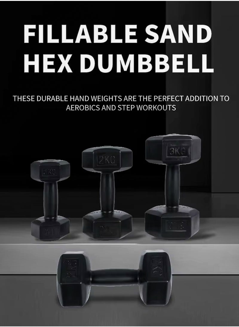 2 Pcs Hexagonal Dumbbells Set For Fitness And Strength PVC Coated Hand Weights Home Gym Equipment for Men and Women Arms Bicep Curl Push Ups Bodybuilding Whole Body Workout Strength Training Anti Slip Anti Roll Available in 1kg 2kg 3kg 4kg 5kg 6kg 7kg 8kg 9kg 10kg Each Dumbbell