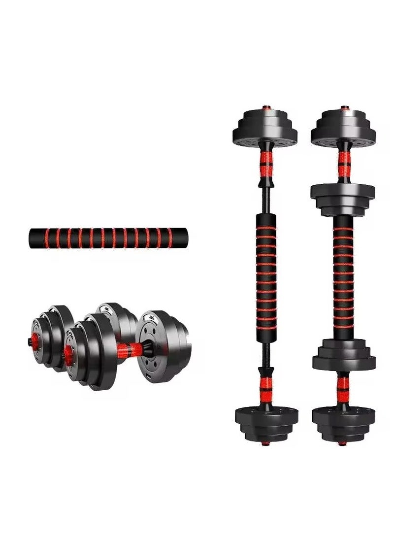 20kg Adjustable Dumbbell Set with Non-Slip Handles and Barbell Bars for Home Gym Fitness