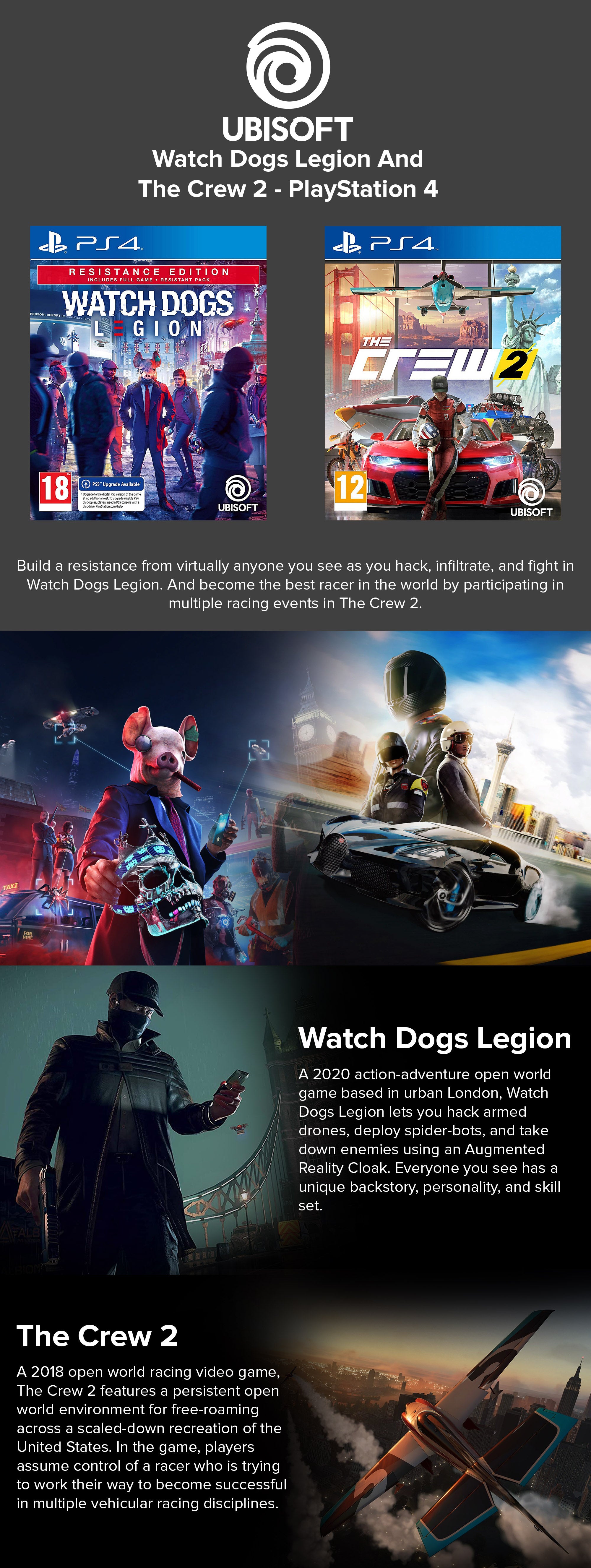 The Crew 2 + Watch Dogs Legion - Action & Shooter - PlayStation 4 (PS4)