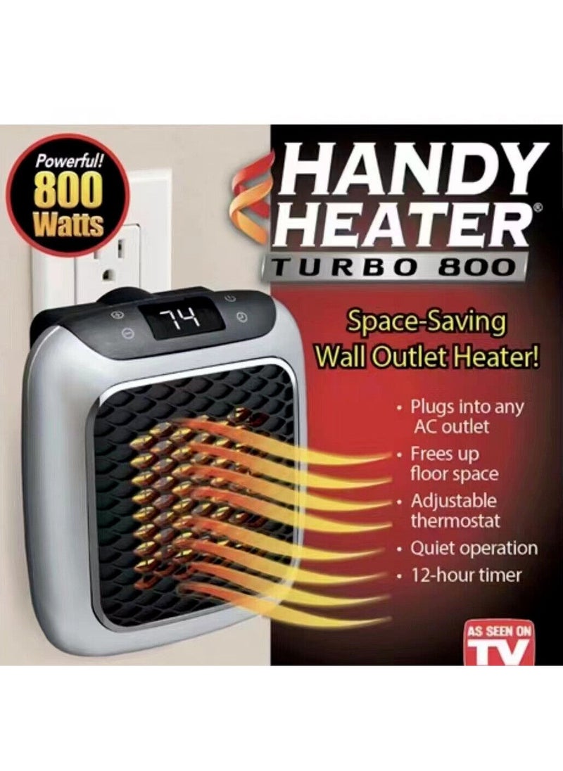 Space Heater With Led Display Wall Outlet Electric Heater With Adjustable Thermostat Handy Heater Turbo, 800 Watt Wall Outlet Heater