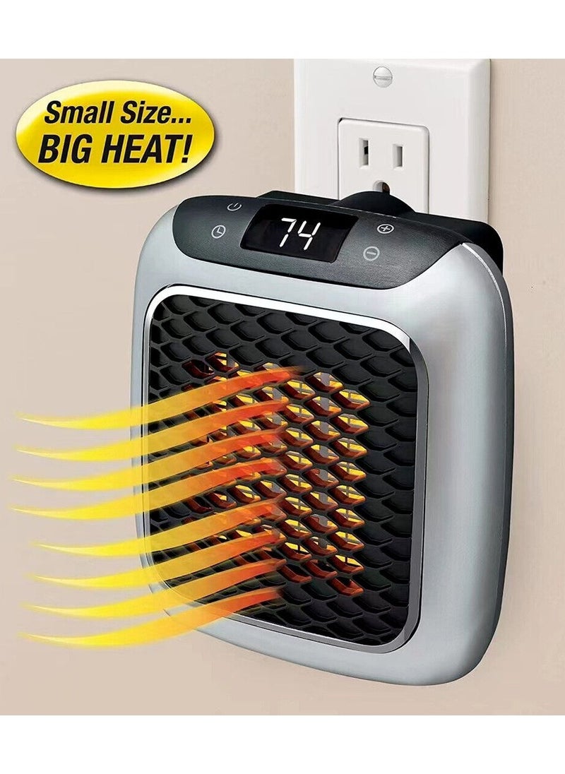 Space Heater With LED Display Wall Outlet Electric Heater With Adjustable Thermostat Handy Heater Turbo, 800 Watt Wall Outlet Heater