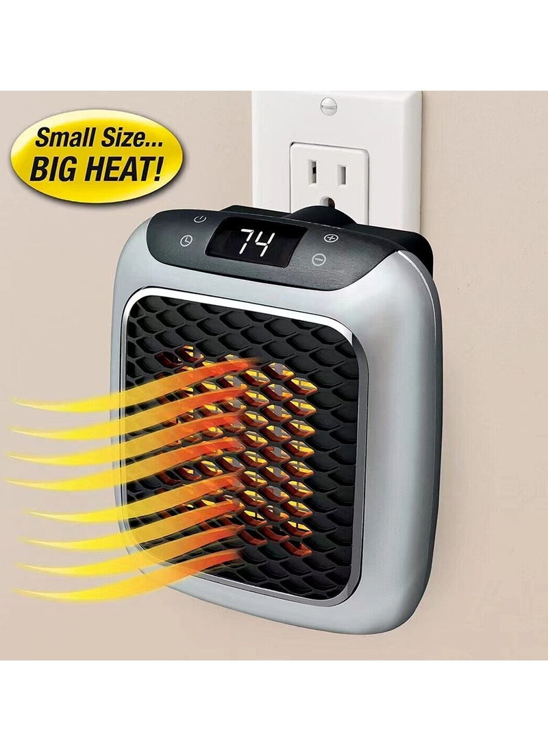 Portable Plug in Mini Wall Space Heater - Digital, Timer Personal Heater Fan