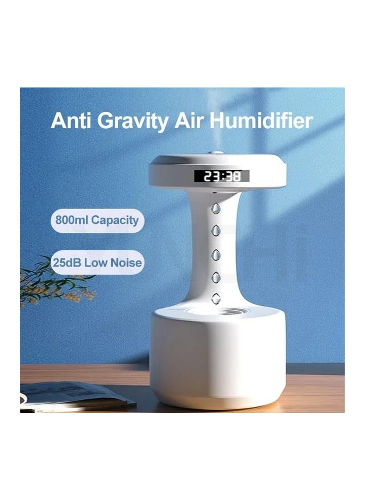 800ml Anti-Gravity Ultrasonic Cool Mist Air Humidifier, Silent Portable Humidifier with LED Display, 8-Hour Timer, and Air Purifier Function for Bedroom, Office, or Home Use