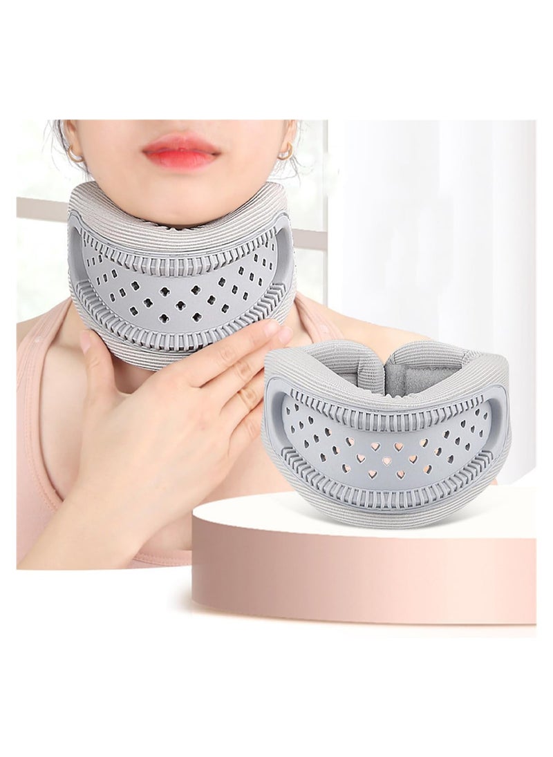 Neck Brace for Neck Pain and Support, Adjustable Cervical Collar for Sleeping, Soft Foam Neck Protectors Wraps Keep Vertebrae Stable and Aligned, Women & Men Cervical Spine Pressure Relief (Grey)