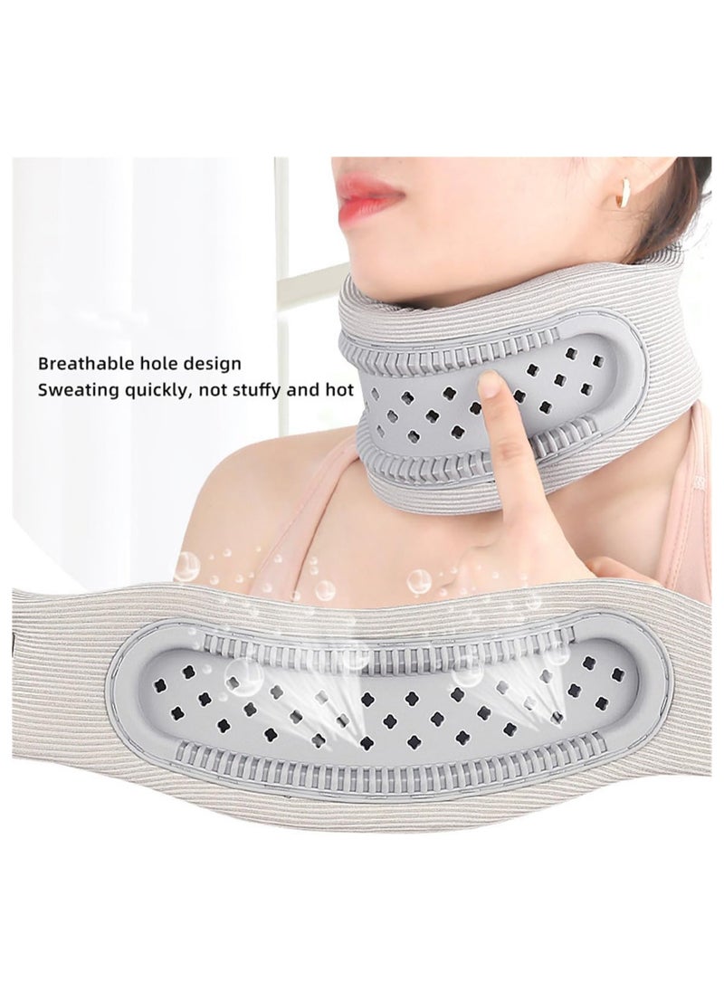 Neck Brace for Neck Pain and Support, Adjustable Cervical Collar for Sleeping, Soft Foam Neck Protectors Wraps Keep Vertebrae Stable and Aligned, Women & Men Cervical Spine Pressure Relief (Grey)