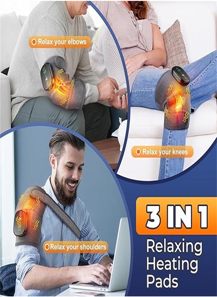 Electric Heating Therapy Knee, Massager Shoulder Therapy Leg, Arthritis Elbow Pain Relief Warming Knee Pain Brace Massage 3 Heating Modes (2 Pieces)