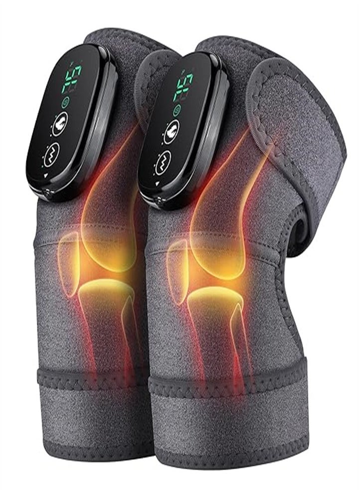 Electric Heating Therapy Knee, Massager Shoulder Therapy Leg, Arthritis Elbow Pain Relief Warming Knee Pain Brace Massage 3 Heating Modes (2 Pieces)