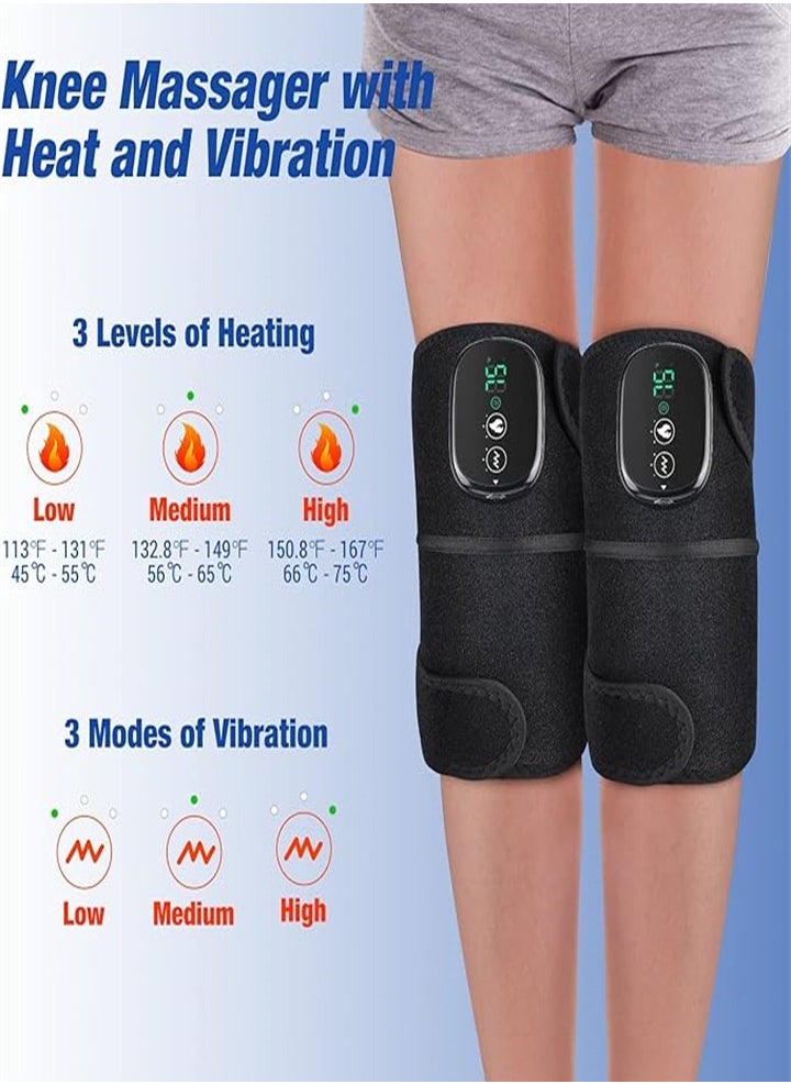 Electric Heating Therapy Knee, Massager Shoulder Therapy Leg, Arthritis Elbow Pain Relief Warming Knee Pain Brace Massage 3 Heating Modes (2 Pieces)