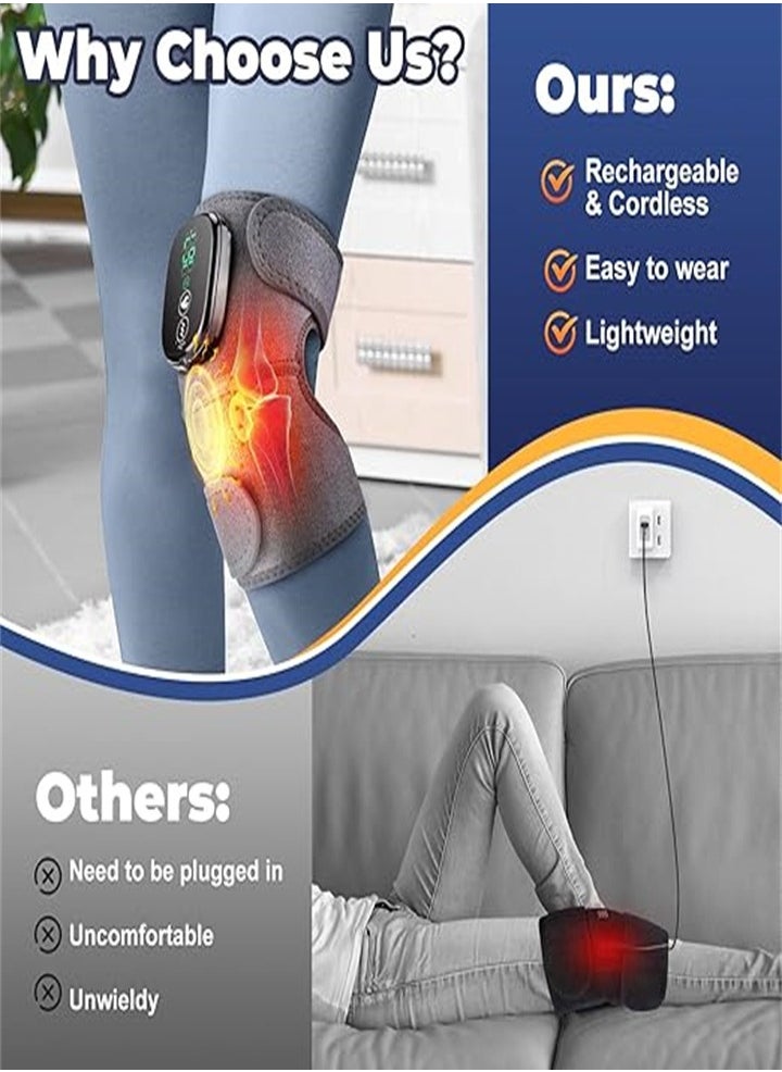 Electric Heating Therapy Knee, Massager Shoulder Therapy Leg, Arthritis Elbow Pain Relief Warming Knee Pain Brace Massage 3 Heating Modes (2 Pieces)