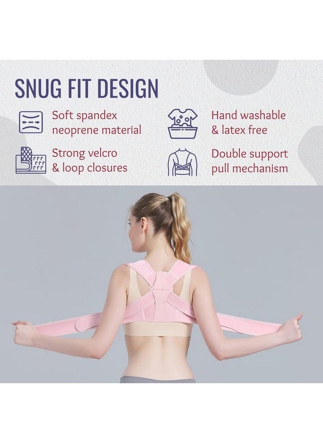 Posture Corrector For Women | Back Pain Relief Products With Premium Back Support Belt | Soft Spandex Neoprene Material - Pc 850 (Small/Medium, Pink)