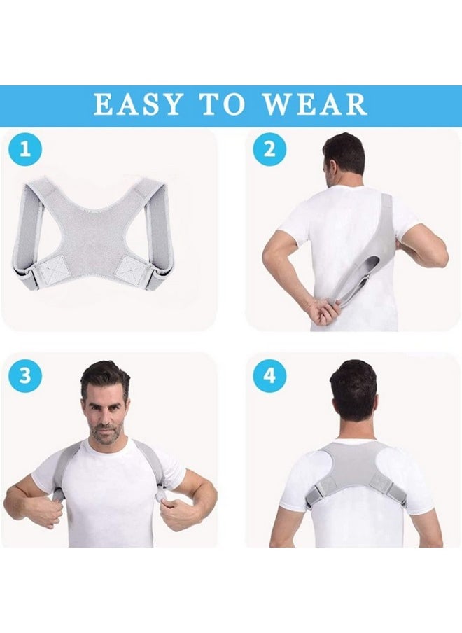 Free Size Posture Corrector For Men And Women Back Support Belt With Adjustable Straps Back Pain Back Straight And Shoulder Support Belt (28-48, Grey)