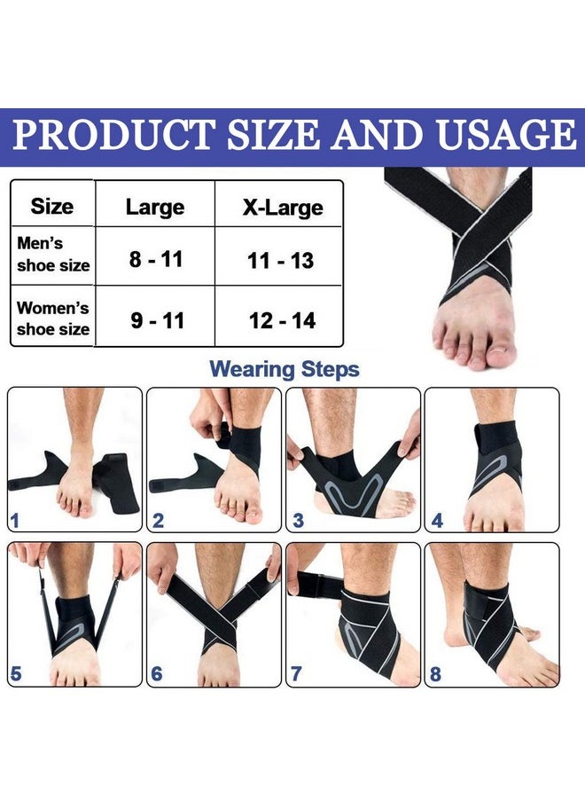 Ankle Support For Men And Women Pain Relief Straps For Running Sports,Bandage Wrap Protection Ligament Injury Ankle Brace Guard(Large) (Left) (Right, Ankle With Rope)