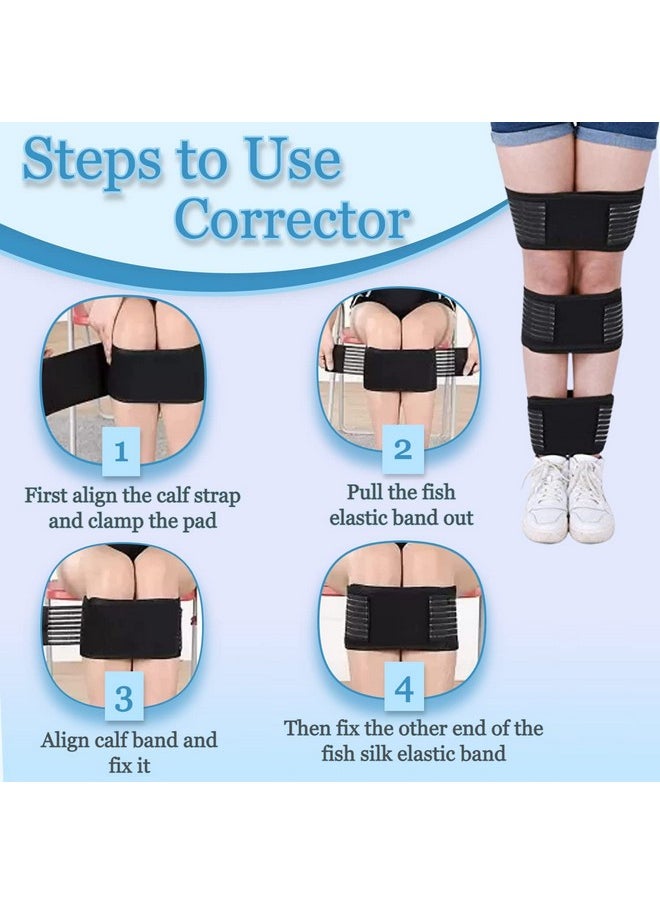 Adjustable Bow Leg Correction Belt For Men Women Knock Knee Corrector O/X Type Legs Belt For Bowed Leg Straightener Brace Knee Genu Valgum O/X Support Belt Day & Night (Large, Black)