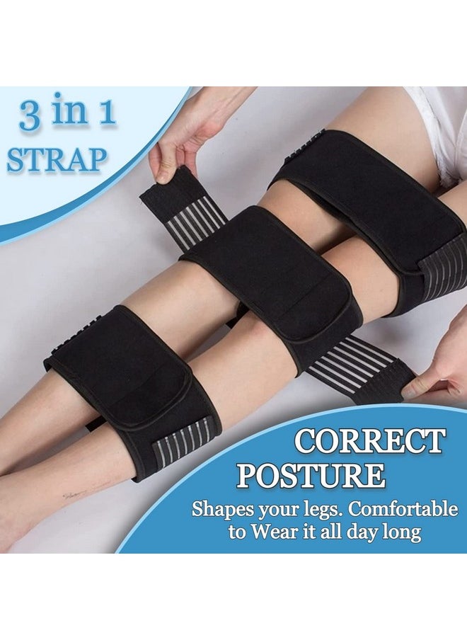 Adjustable Bow Leg Correction Belt For Men Women Knock Knee Corrector O/X Type Legs Belt For Bowed Leg Straightener Brace Knee Genu Valgum O/X Support Belt Day & Night (Large, Black)