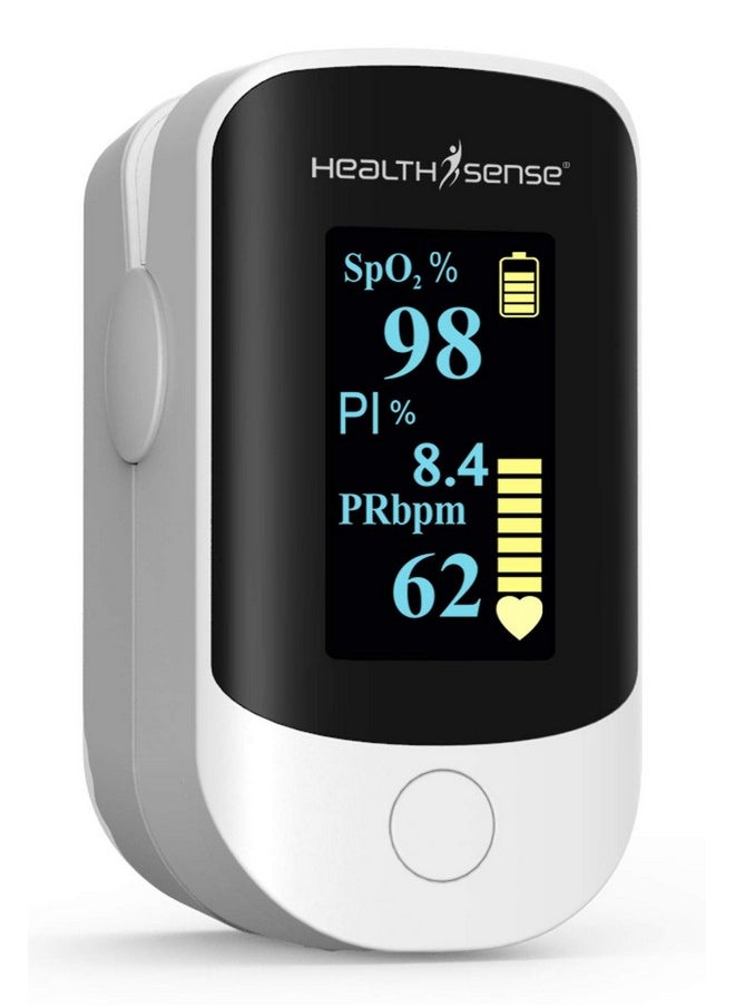 Pulse Oximeter, Spo2 Fingertip Monitor With Oled Display, Audio Visual Alarm, Plethysmograph, Four Directional Display, 1 Year Warranty & Batteries Included - Accu-Beat Fp 910