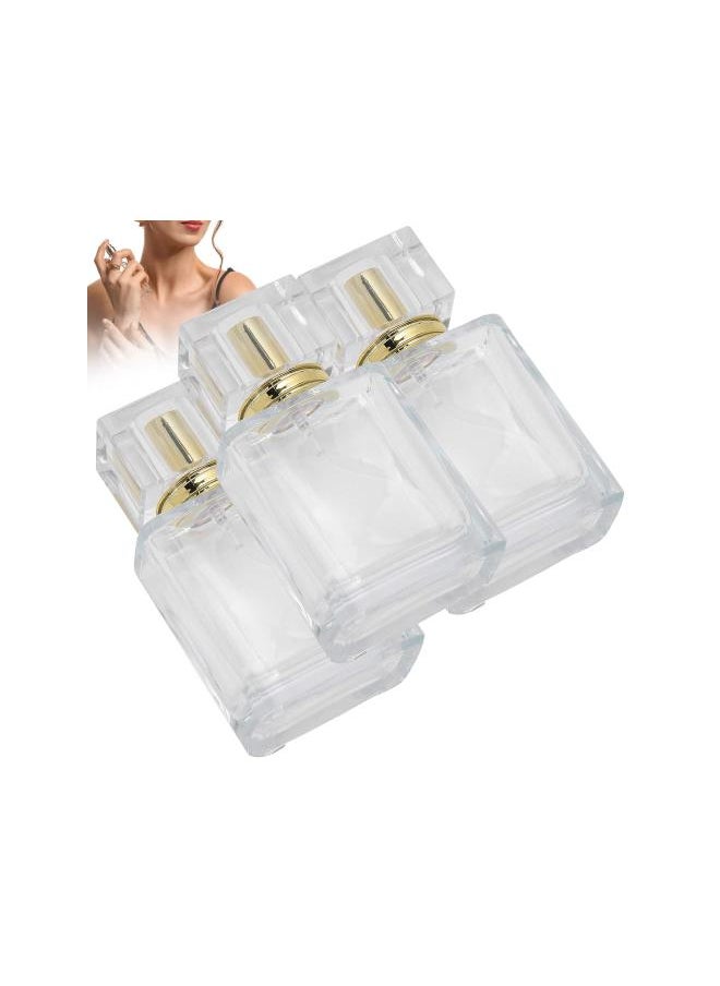 50ml Perfume Bottle - Glass Spray Perfume Bottle with Spray Applicator Empty Atomizer Bottle Perfume Refillable Bottle Liquid Container Transparent Perfume Spray Perfume Atomizer Bottle(03)