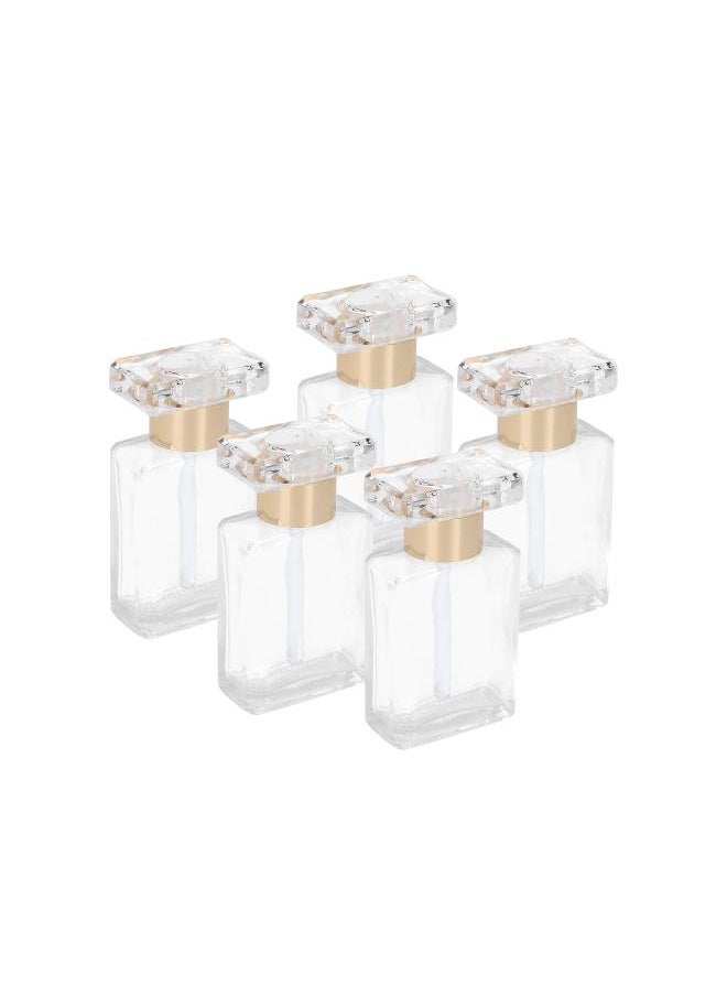 5pcs Refillable Perfume Bottles, Empty Transparent Glass Essential Oil Bottle with Sprayer, Travel Portable Refillable Bottle for Perfume, Essence Oil, 17ml(Gold)