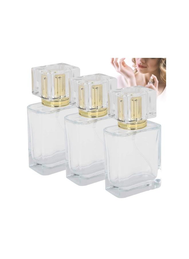 50ml Perfume Bottle - Glass Spray Perfume Bottle with Spray Applicator Empty Atomizer Bottle Perfume Refillable Bottle Liquid Container Transparent Perfume Spray Perfume Atomizer Bottle(03)