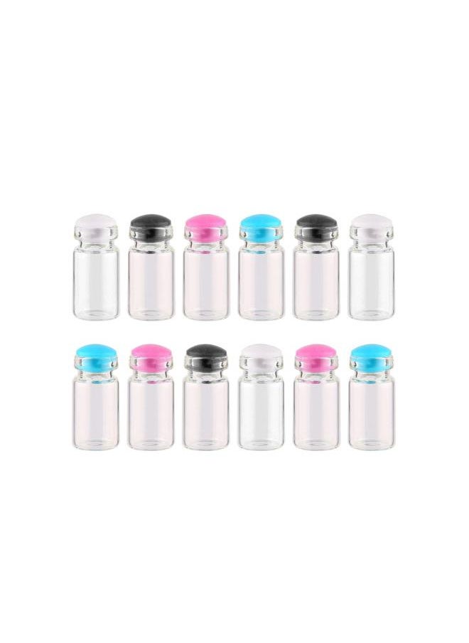 50Pcs Mini Glass Bottles Small Clear Bottles 1.5ml Glass Vials with Silicone Plug for Wedding Favors DIY Art Crafts Decoration(Assorted Color)