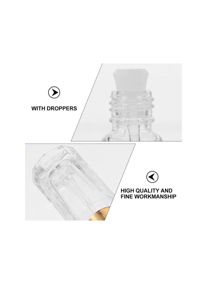 Glass Essential Oil Bottles Refillable Empty Glass Bottles with Glass Droppers 4pcs(12ML Golden)