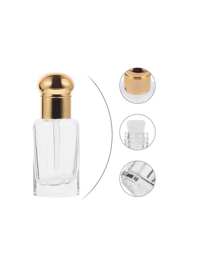 Glass Essential Oil Bottles Refillable Empty Glass Bottles with Glass Droppers 4pcs(12ML Golden)