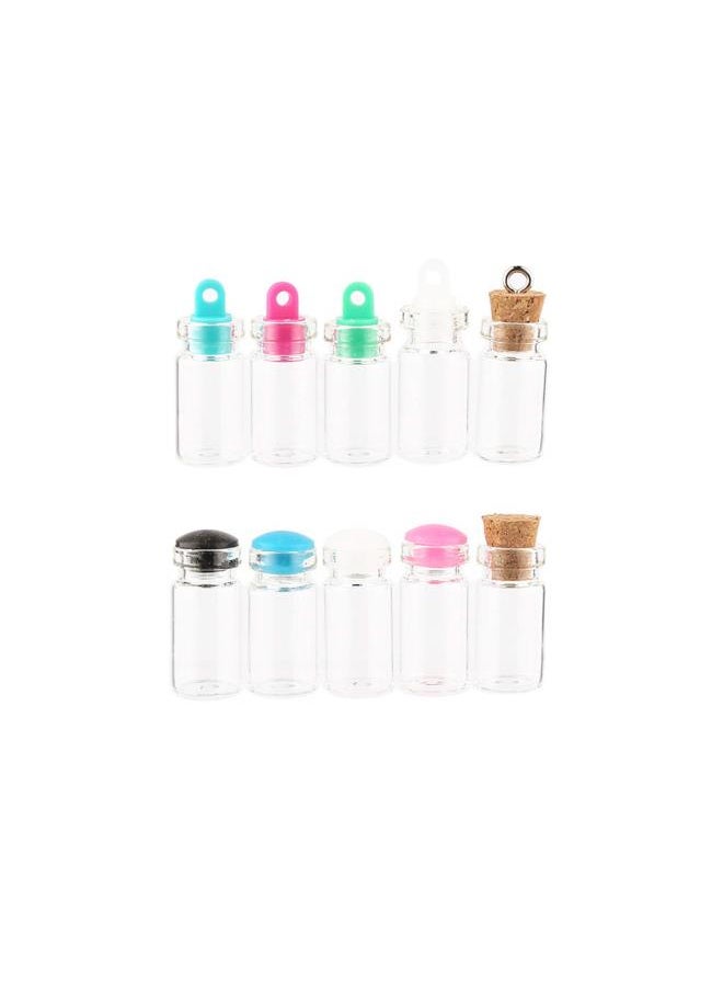 50Pcs Mini Glass Bottles Small Clear Bottles 0.5ml Glass Vials with Silicone Plug for Wedding Favors DIY Art Crafts Decoration(Assorted Color)