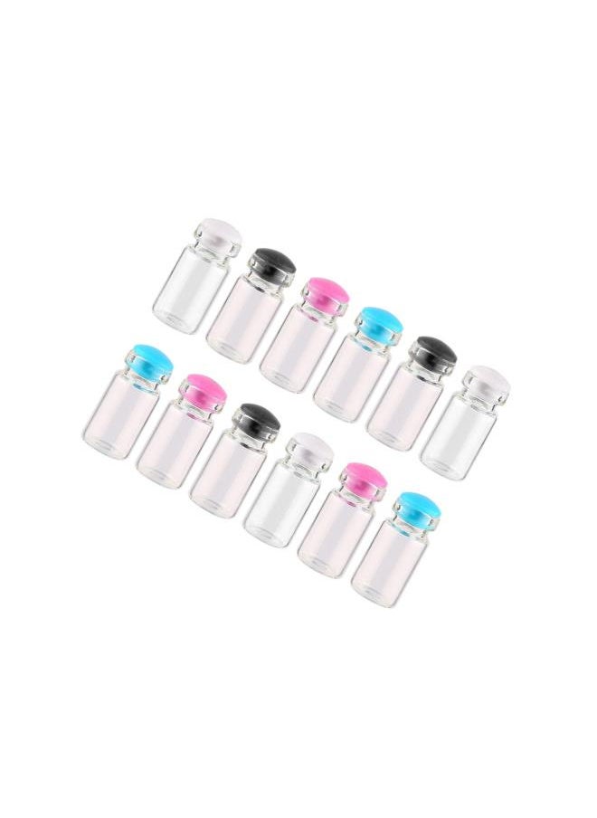 50Pcs Mini Glass Bottles Small Clear Bottles 0.5ml Glass Vials with Silicone Plug for Wedding Favors DIY Art Crafts Decoration(Assorted Color)