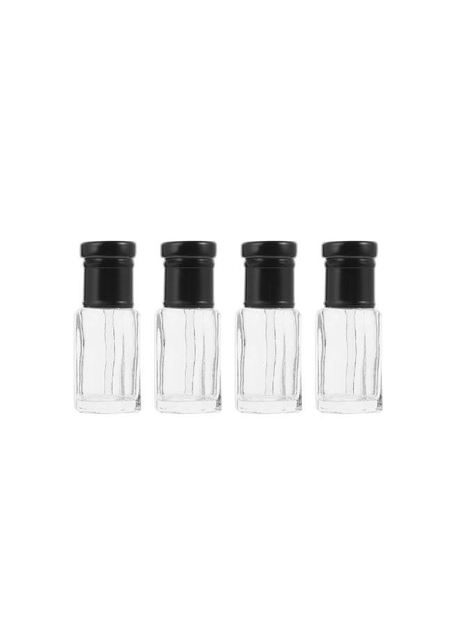 4pcs Glass Essential Oil Bottles Refillable Empty Glass Vials Bottles with Glass Eye Droppers 3ML Golden