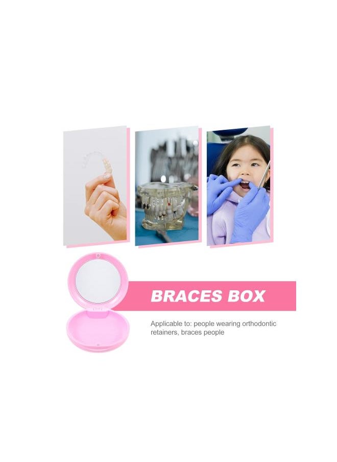 Portable Container Dust-proof Dentures Box Outdoor Retainer Case with Mirror