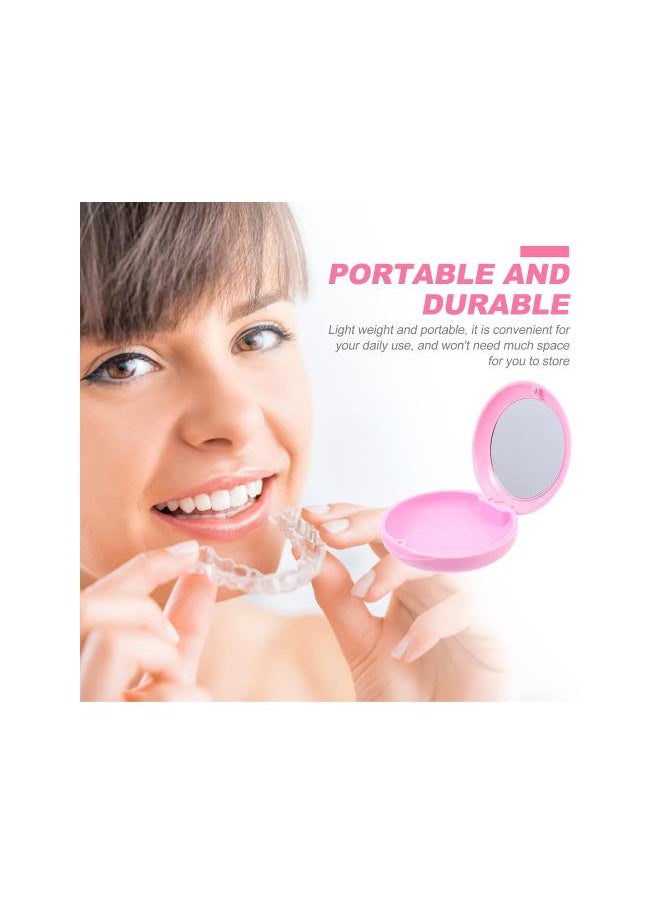 Portable Container Dust-proof Dentures Box Outdoor Retainer Case with Mirror