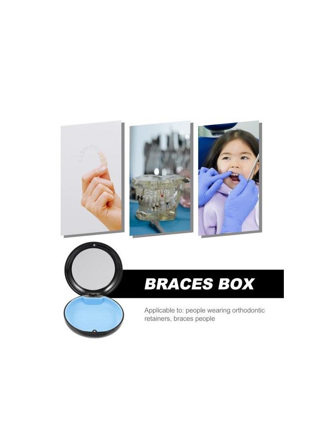 Portable Container Dust-proof Dentures Box Outdoor Retainer Case with Mirror