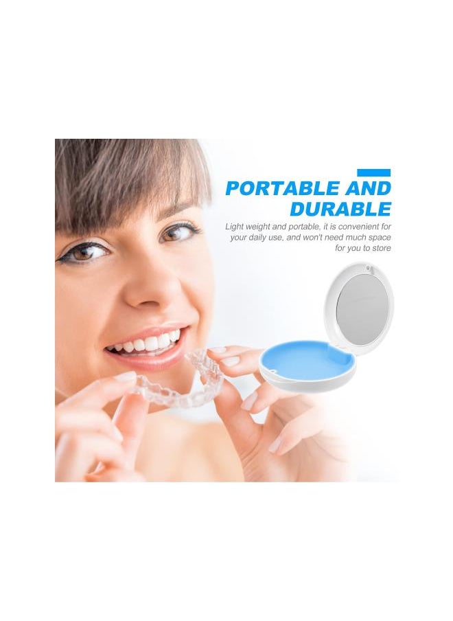 Portable Container Dust-proof Dentures Box Outdoor Retainer Case with Mirror