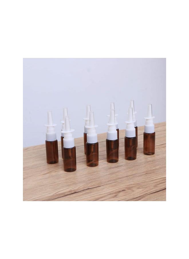 Empty Nasal Spray Bottle Amber Plastic Fine Mist Sprayers Refillable Container for Essential Oils Aromatherapy Perfume 15ml 10pcs