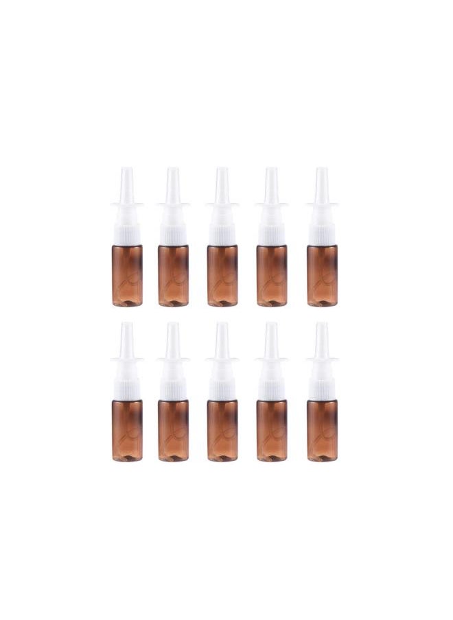 Empty Nasal Spray Bottle Amber Plastic Fine Mist Sprayers Refillable Container for Essential Oils Aromatherapy Perfume 15ml 10pcs