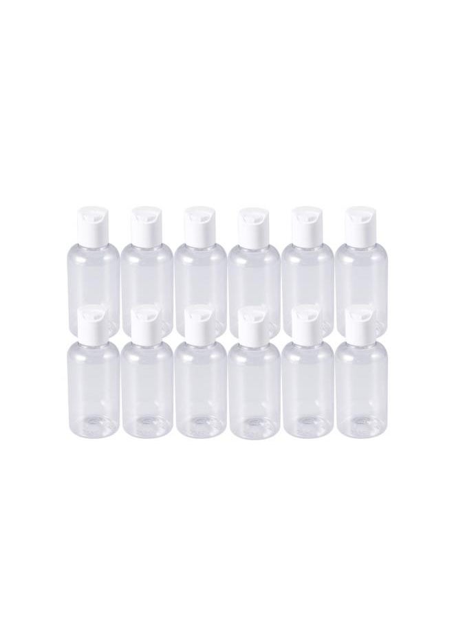 30Pcs 40ml Plastic Empty Lotion Bottles Clear Portable Refillable Liquids Hand Soap Sample Dispenser Container with Press Cap for Toiletries Shampoos Shower Gel (White)