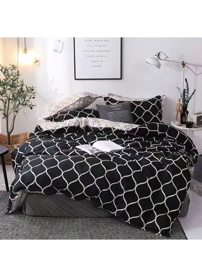 4 Pieces Duvet Cover Set Single Size Natural Cotton Bedding Set Soft and Breathable 400TC Bedding Set Include 1 Zipper Closure Duvet Cover with 1 Deep Pocket Fitted Sheet & 2 Soft Pillowcases