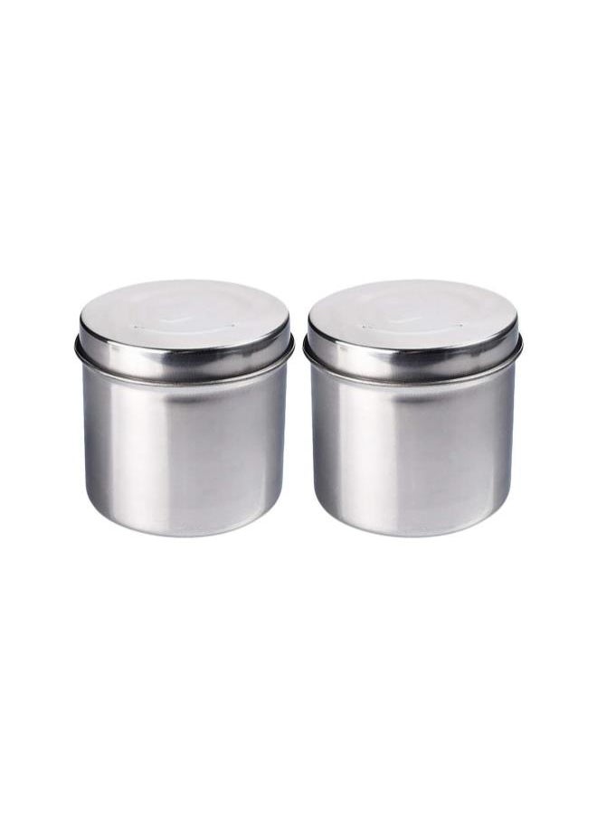 2Pcs Stainless Steel Cotton Ball Bottle Iodine Proof Cotton Swab Holder Jar Collection Swab Canister Jar for Home -8cm