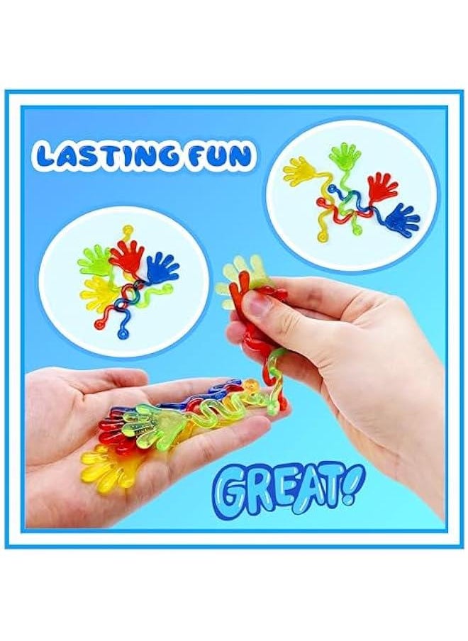 50 Pcs Glitter Sticky Hands Bulk Party Favors for Kids, Carnival Prizes, Treasure Box Toys for Classroom, Mini Stretchy Sticky Hand Toys for Goodie Bag Stuffers, Boys and Girls Birthday Party Suppli