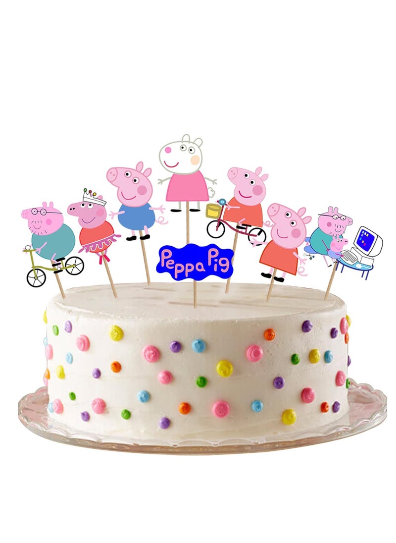 Party Propz Peppa Cupcake Toppers For Cake Decoration-10Pcs Pig Shape Cup Cake Toppers For Kids|Happy Birthday Cake Topper|Birthday Decoration Items|Cake Toppers For Cake Decoration|Cake Toppers