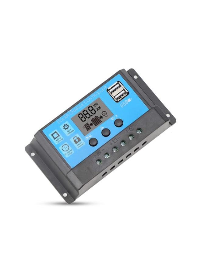 Solar Charge Controller LCD Display Dual USB Port PWM Solar Panel Battery Intelligent Regulator with Load Automatic Identification 12V/24V(40A)