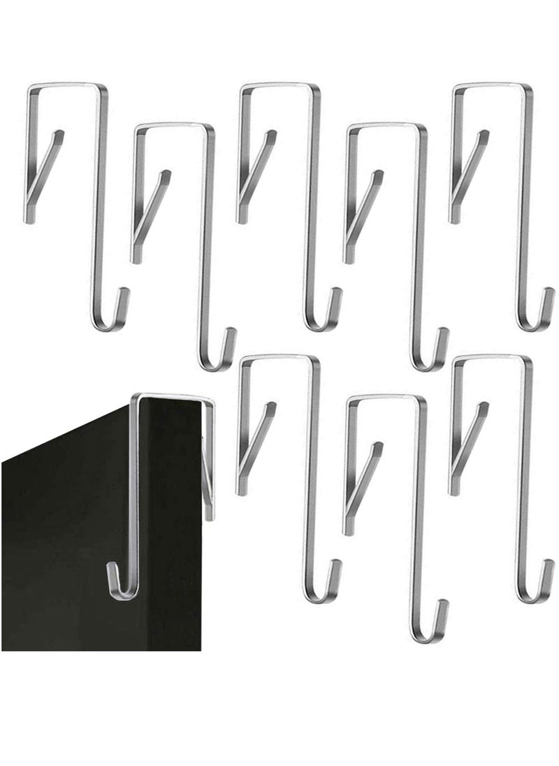 12 Pack Adjustable Over The Door Hooks,Stainless Steel Door Hooks  for Clothes, Hats, Keys, Bags.