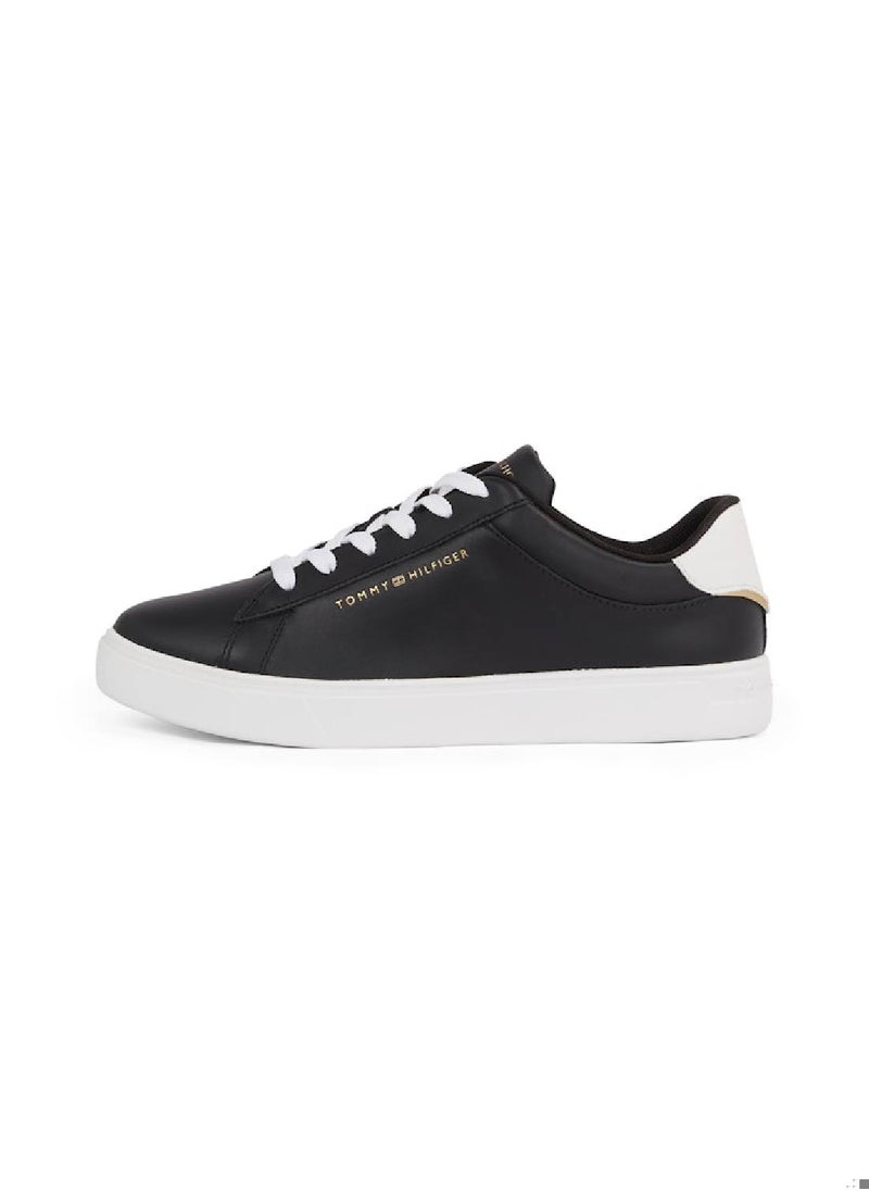 Women's Essential Court Trainers - Leather, Black