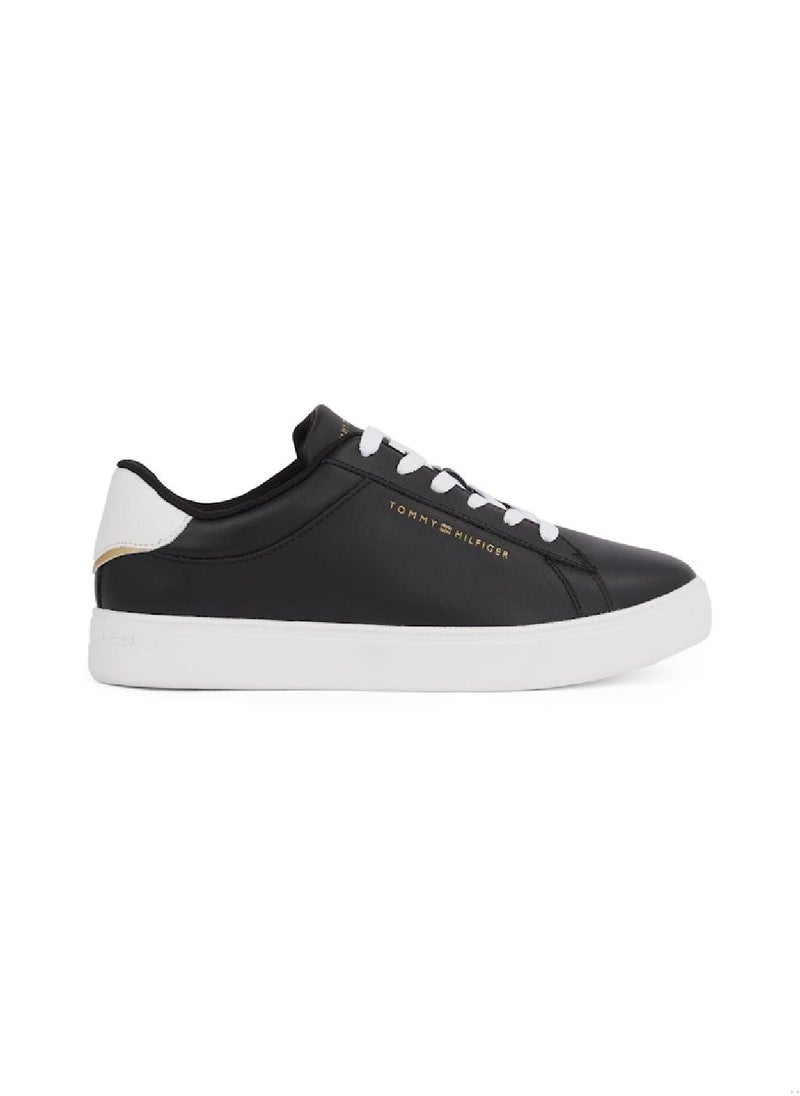 Women's Essential Court Trainers - Leather, Black