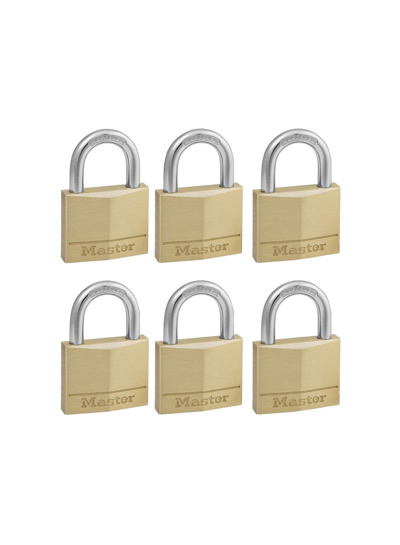 Set Of 6 Brass Padlocks Gold 40mm