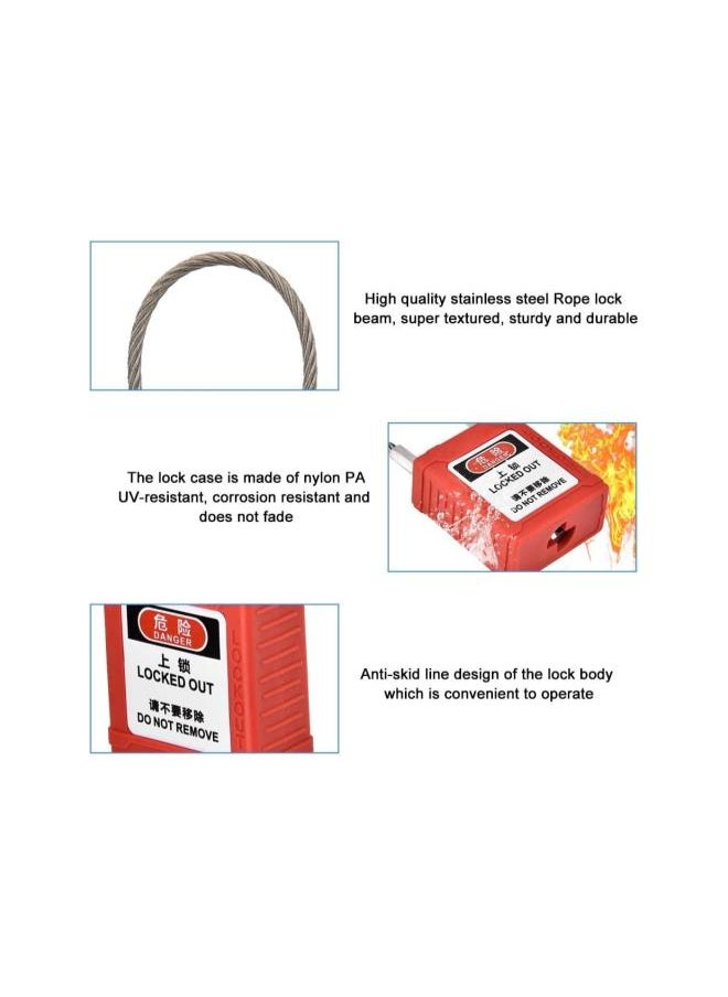 Lockout Tagout Safety Padlock, Safe and Durable Lockout Tagout Locks, Safety Padlock Engineering Non Conductive Lock Long Body Safety Padlock Red