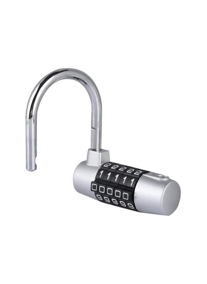 5 Digit Padlock, Zinc Alloy Code Lock U shaped Door Combination Lock for Gym, School Employee Locker Silver