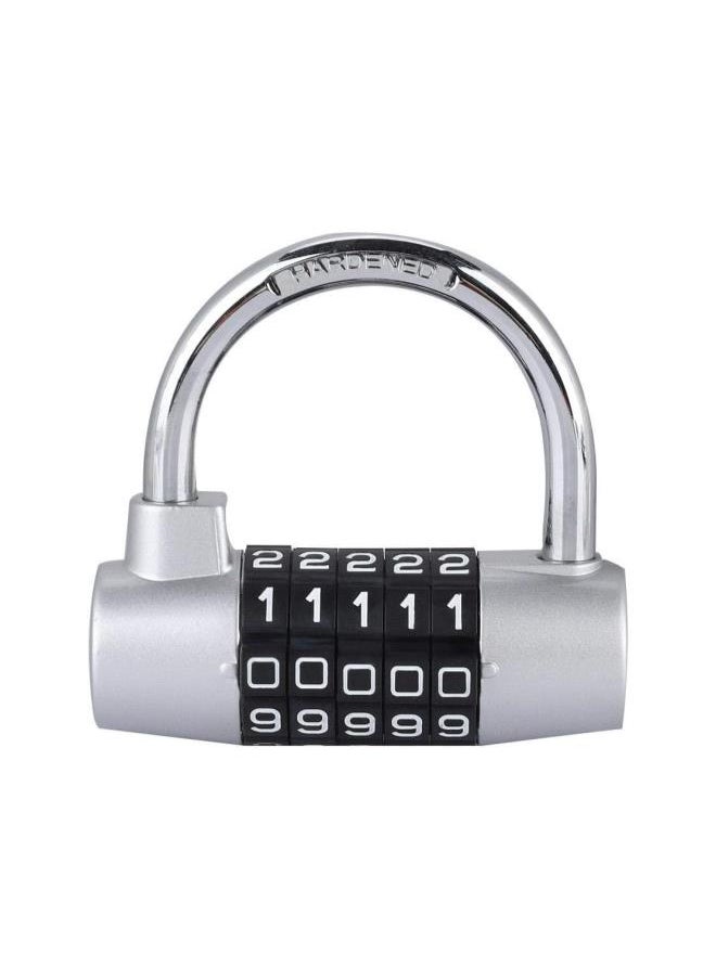 5 Digit Padlock, Zinc Alloy Code Lock U shaped Door Combination Lock for Gym, School Employee Locker Silver