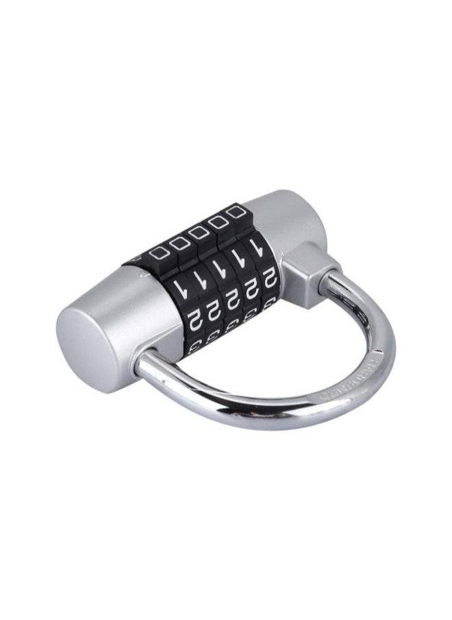 5 Digit Padlock, Zinc Alloy Code Lock U shaped Door Combination Lock for Gym, School Employee Locker Silver